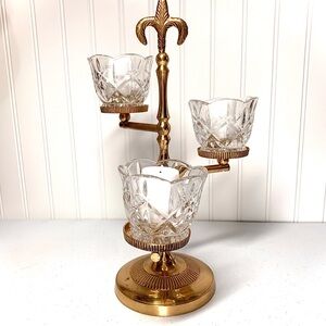 Crystal & Brass Metal 3-Tier Votive Candle Holder